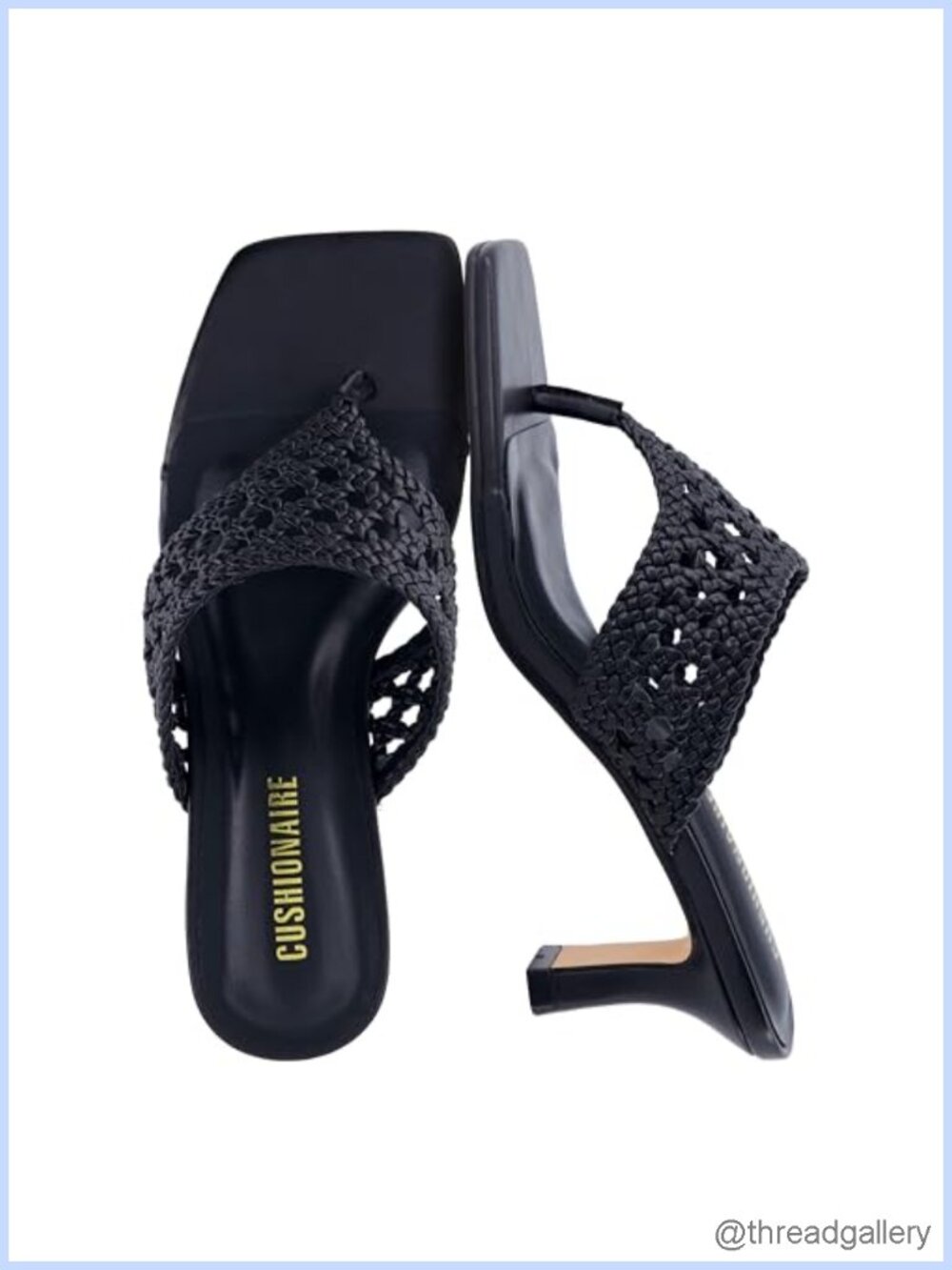 CUSHIONAIRE Spryte Flared Kitten Heel Sandals Square Toe Woven Mule Women's